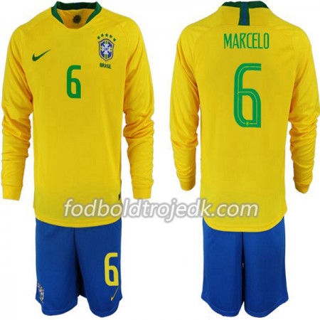 Brasilien VM 2018 Marcelo 6 Børn Hjemme - Fodboldtrøjer(L/S) Brasilien VM 2018 Marcelo 6 Børn Hjemme - Fodboldtrøjer(L/S)